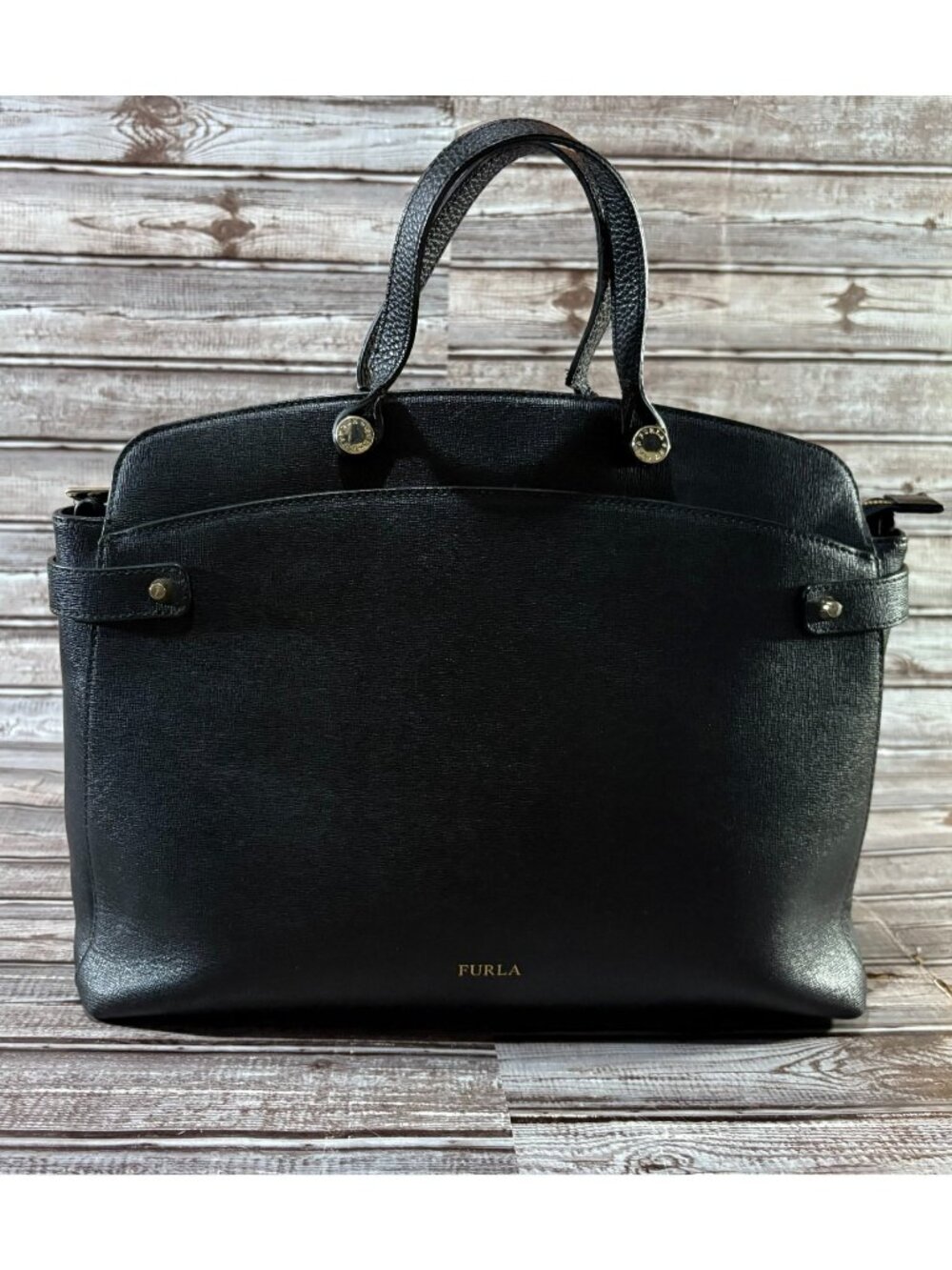 FURLA Agata Saffiano Leather HandBag color Black made in Italy